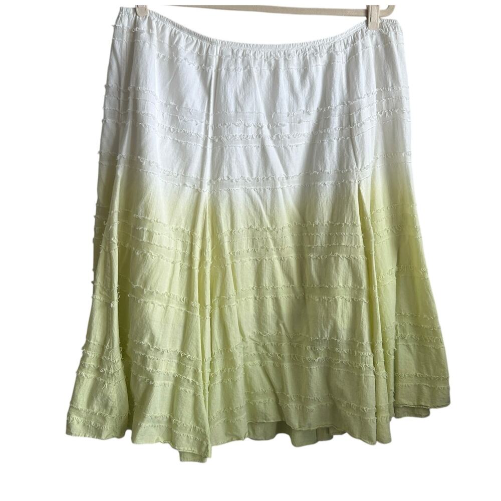 Ruby Rd Maxi Skirt‎ Women 24W Yellow Gradient Tier Boho Chic Cowgirl Western Y2K